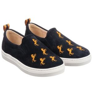 Chloe Girls Blue Suede Slip-On Trainers